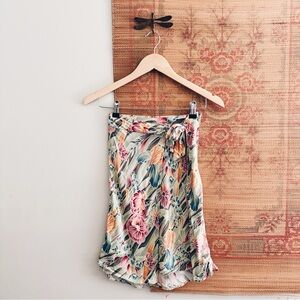 Vintage 90s Mock Wrap Tropical Floral Kids Midi Skirt 7 years